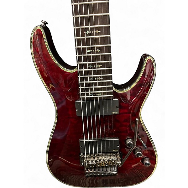 Used 2012 Schecter Guitar Research Hellraiser C8 8 Floyd Rose Crimson Red Trans Solid Body Electric Guitar