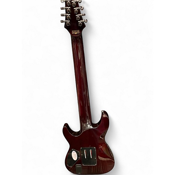 Used 2012 Schecter Guitar Research Hellraiser C8 8 Floyd Rose Crimson Red Trans Solid Body Electric Guitar