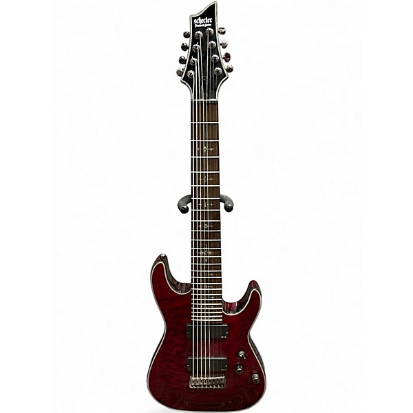 Used Schecter Guitar Research damien elite 8 Red Solid Body Electric Guitar