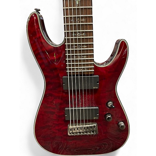 Used Schecter Guitar Research damien elite 8 Red Solid Body Electric Guitar