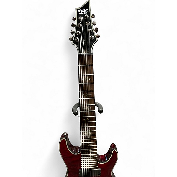 Used Schecter Guitar Research damien elite 8 Red Solid Body Electric Guitar