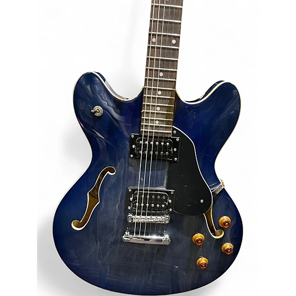 Used Oscar Schmidt Delta King OE30 Trans Blue Hollow Body Electric Guitar