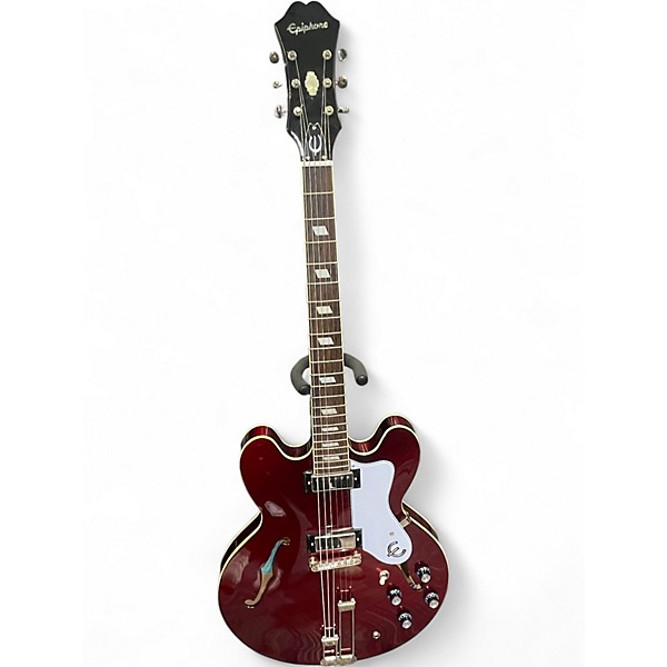 Used 2021 Epiphone RIVIERA Sparkling Burgundy Hollow Body Electric Guitar