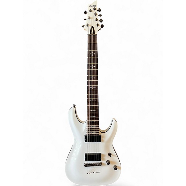 Used Schecter Guitar Research Demon 7 String white Solid Body Electric Guitar