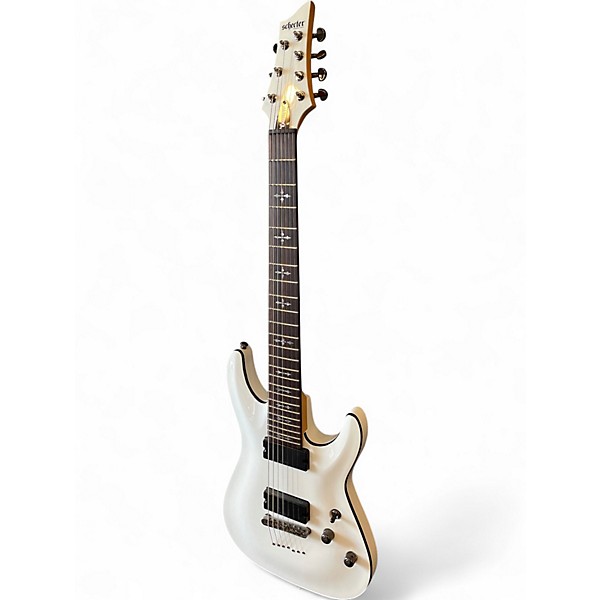 Used Schecter Guitar Research Demon 7 String white Solid Body Electric Guitar