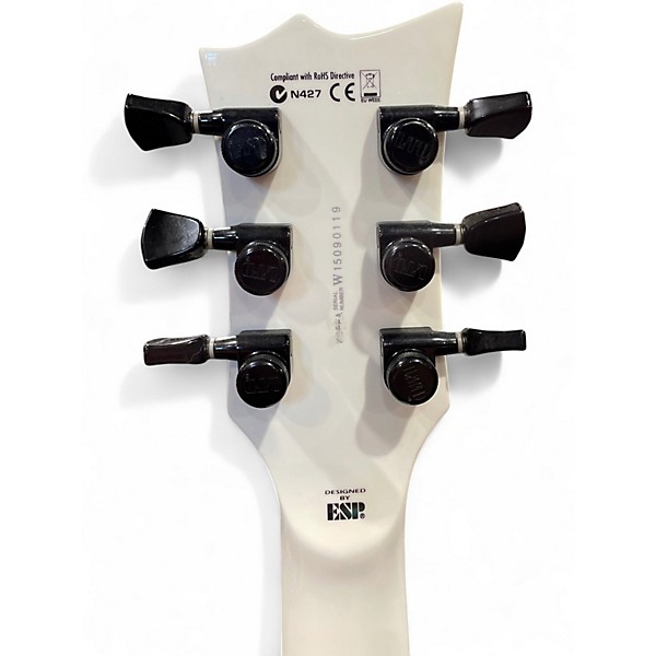 Used ESP LTD Iron Cross LH Black and White Solid Body Electric Guitar
