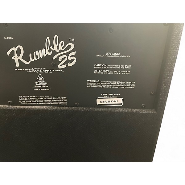 Used Fender Rumble V3 25w 1x8 Bass Combo Amp