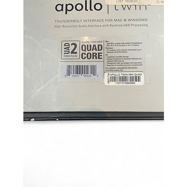 Used Universal Audio Apollo Twin Quad MKII Thunderbolt Audio Interface
