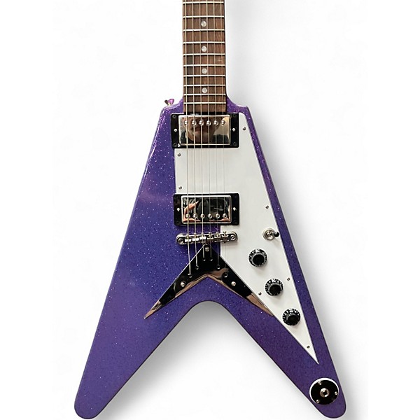 Used Epiphone Inspired by Gibson Flying V purple sparkle Solid Body Electric Guitar