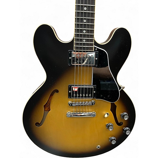 Used Gibson 335 Satin Finish 2 Tone Sunburst Hollow Body Electric Guitar