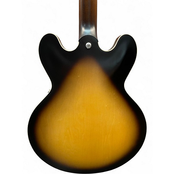 Used Gibson 335 Satin Finish 2 Tone Sunburst Hollow Body Electric Guitar
