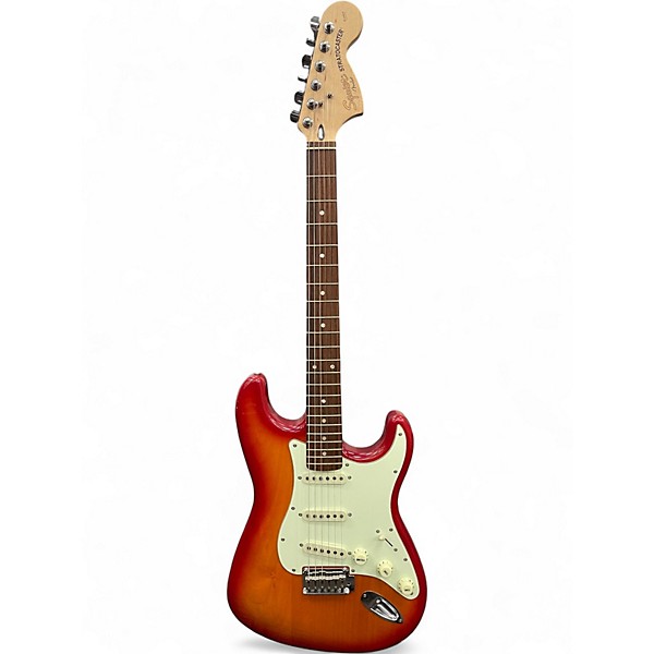 Used Squier Standard Stratocaster Cherry Sunburst Solid Body Electric Guitar