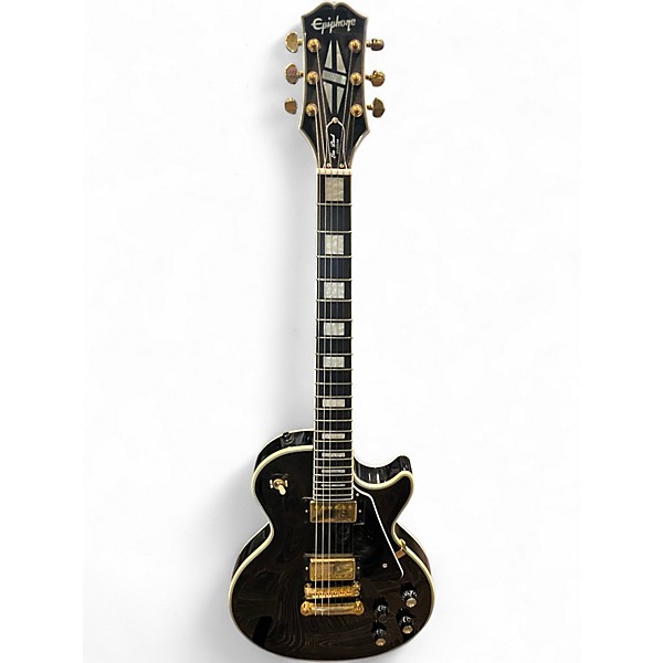 Used Epiphone Les Paul Custom Black and Gold Solid Body Electric Guitar
