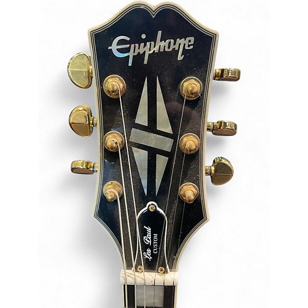 Used Epiphone Les Paul Custom Black and Gold Solid Body Electric Guitar