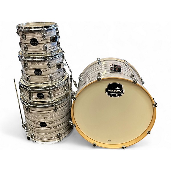 Used Mapex 5 Piece Venus Complete 5 Piece White Marblewood Drum Kit