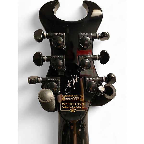 Used Schecter Guitar Research Synyster Gates Signature Custom S Black and Silver Solid Body Electric Guitar