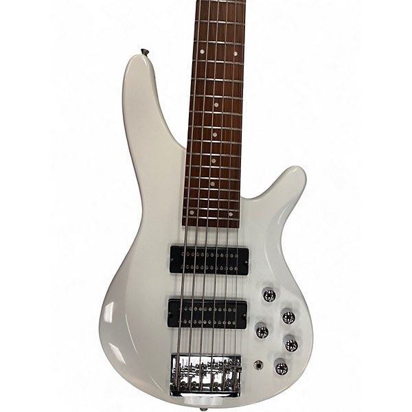 Used Glarry GIB White Electric Bass Guitar
