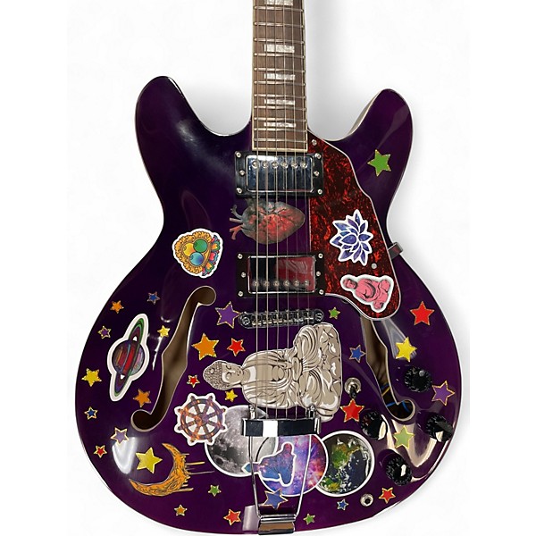 Used Glarry GIZ101 Purple Hollow Body Electric Guitar