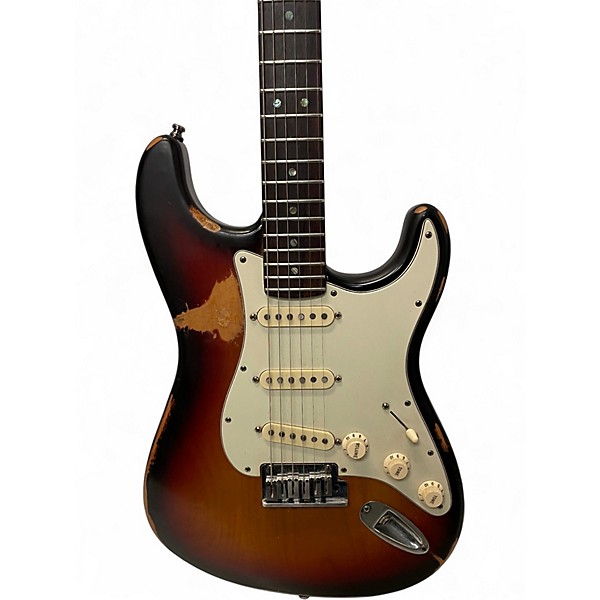 Used 2000s Fender American Deluxe Stratocaster 2 Color Sunburst Solid Body Electric Guitar