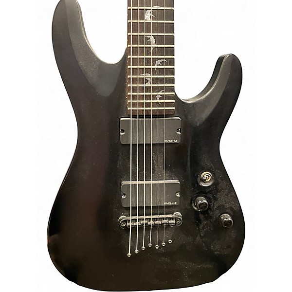 Used Schecter Guitar Research Damien 7 String Black Solid Body Electric Guitar