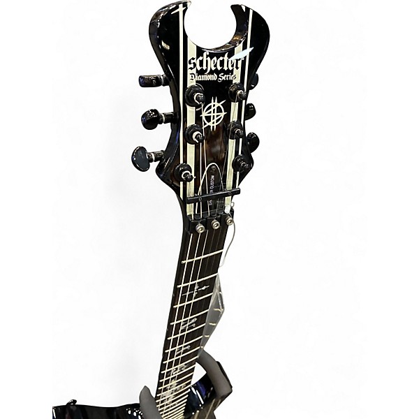 Used Schecter Guitar Research Synyster Gates Signature Custom Black with Silver Pinstripes Solid Body Electric Guitar