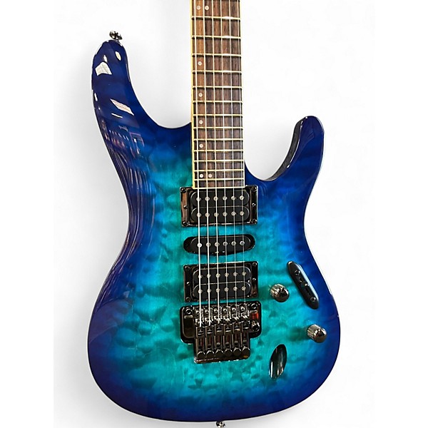 Used Ibanez S670QM Blue Sapphire Solid Body Electric Guitar