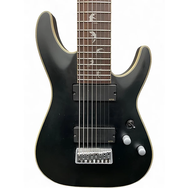 Used Schecter Guitar Research Damien Platinum 8 Black Solid Body Electric Guitar