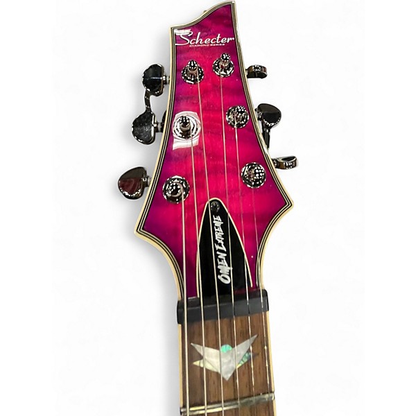 Used Schecter Guitar Research Omen Extreme 6 HOT PINK BURST Solid Body Electric Guitar