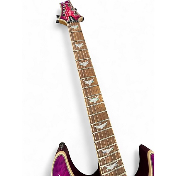 Used Schecter Guitar Research Omen Extreme 6 HOT PINK BURST Solid Body Electric Guitar