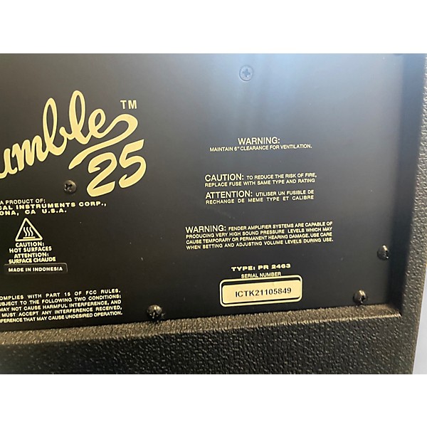 Used Fender Rumble 25 25W 1x10 Bass Combo Amp
