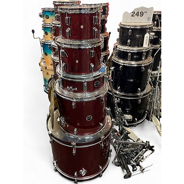 Used PDP by DW 5 Piece 5 Piece ENCORE 5 RED SPARKLE Drum Kit RED SPARKLE Drum Kit