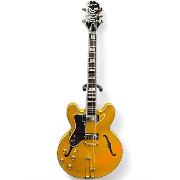 Used Epiphone Sheraton Left Handed Natural Hollow Body Electric Guitar