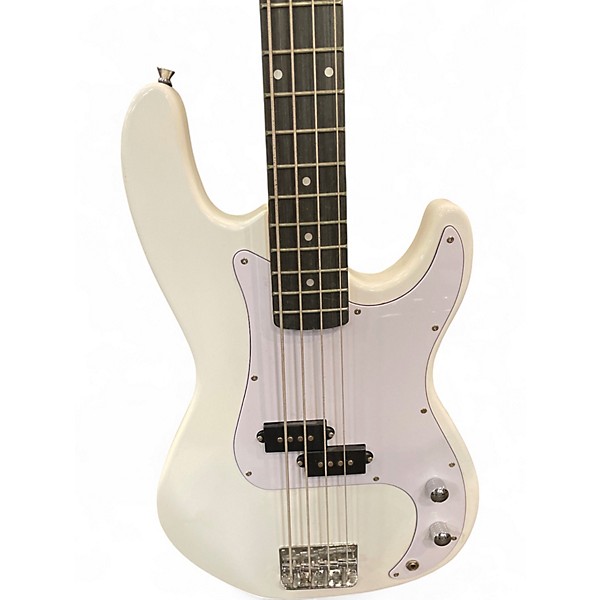 Used Glarry GP White Electric Bass Guitar