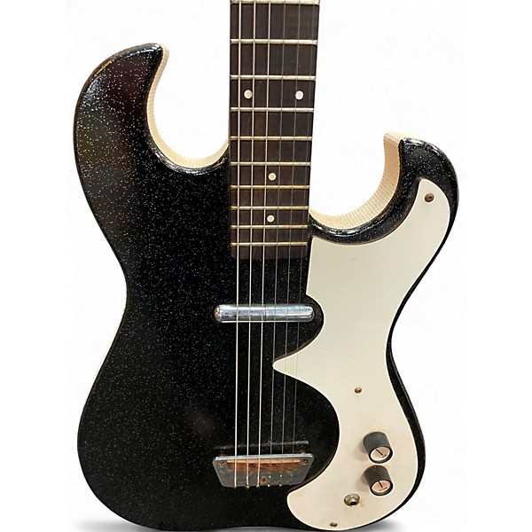 Used Silvertone 1448 black sparkle Solid Body Electric Guitar