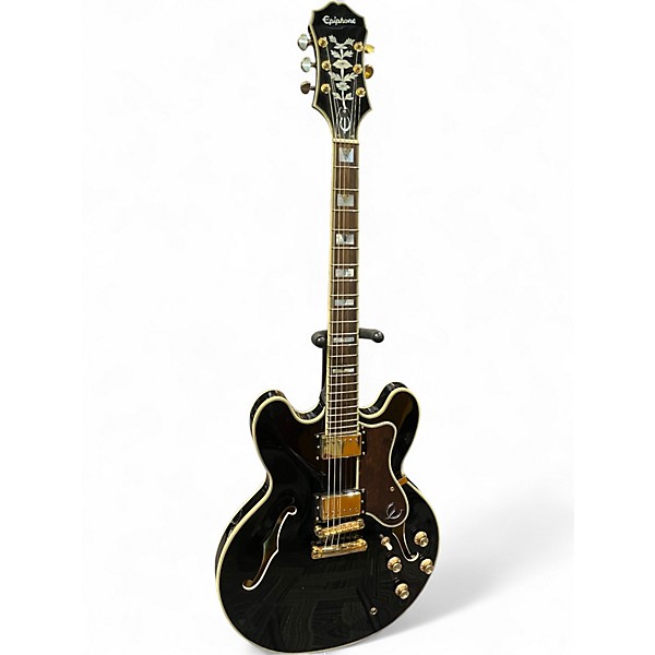 Used 2021 Epiphone Sheraton II Pro Black and Gold Hollow Body Electric Guitar