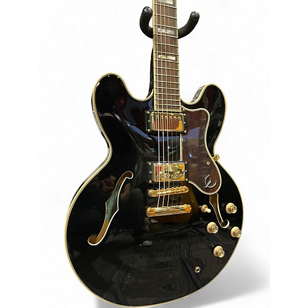 Used 2021 Epiphone Sheraton II Pro Black and Gold Hollow Body Electric Guitar