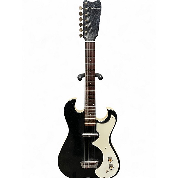Vintage 1960s Silvertone MODEL 1448 AMP IN CASE Black and White Solid Body Electric Guitar