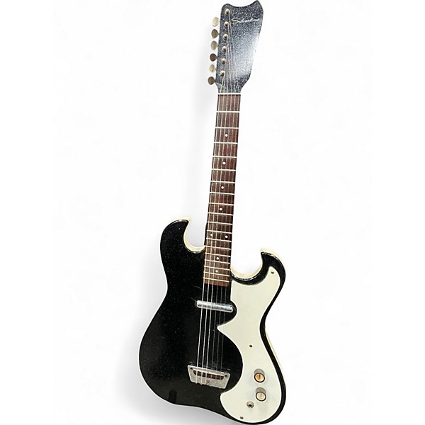 Vintage 1960s Silvertone MODEL 1448 AMP IN CASE Black and White Solid Body Electric Guitar