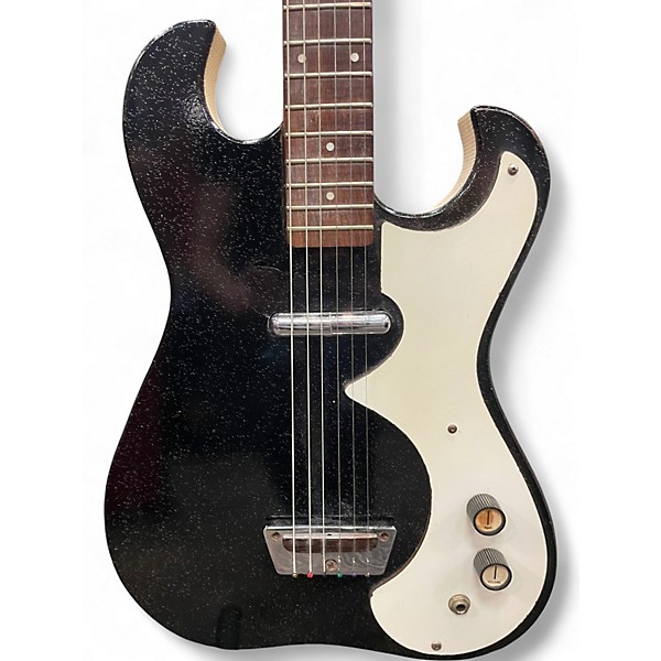 Vintage 1960s Silvertone MODEL 1448 AMP IN CASE Black and White Solid Body Electric Guitar