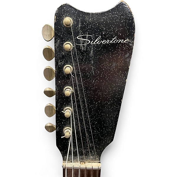 Vintage 1960s Silvertone MODEL 1448 AMP IN CASE Black and White Solid Body Electric Guitar