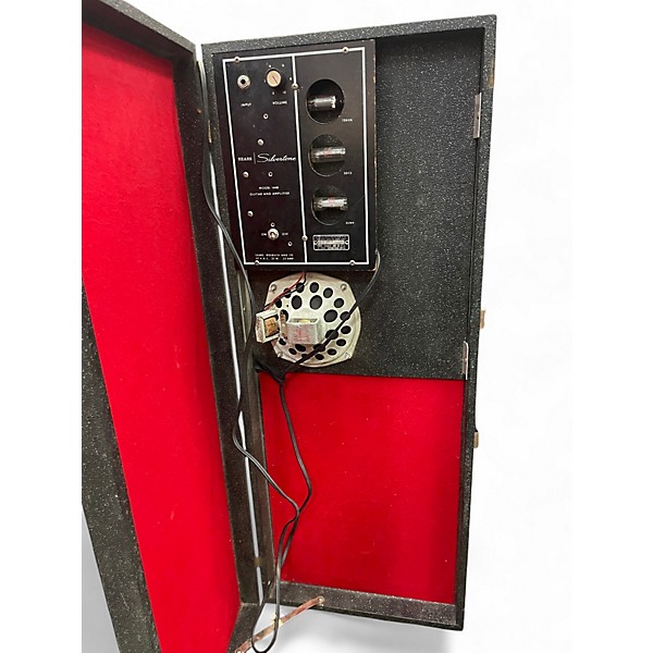 Vintage 1960s Silvertone MODEL 1448 AMP IN CASE Black and White Solid Body Electric Guitar