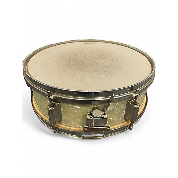 Vintage 1960s Rogers 14X5 Luxor Snare Pearl White Drum