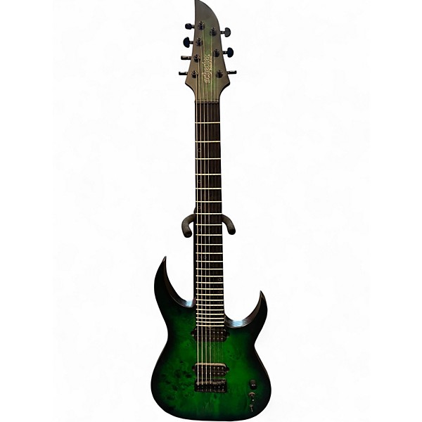 Used Schecter Guitar Research KM-7 MK-III GREEN AND BLACK Solid Body Electric Guitar