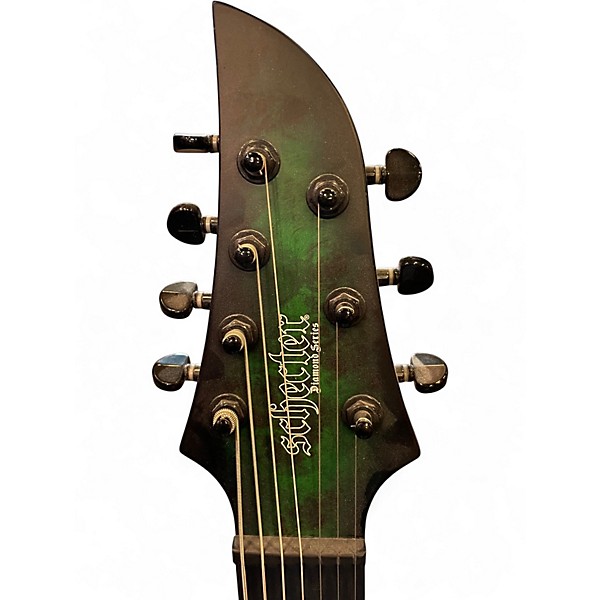 Used Schecter Guitar Research KM-7 MK-III GREEN AND BLACK Solid Body Electric Guitar