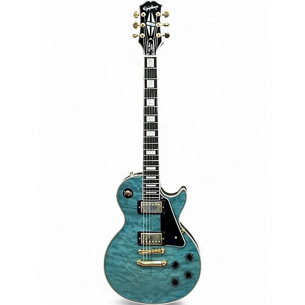Used Epiphone Les Paul Custom Quilt Ocean Blue Solid Body Electric Guitar