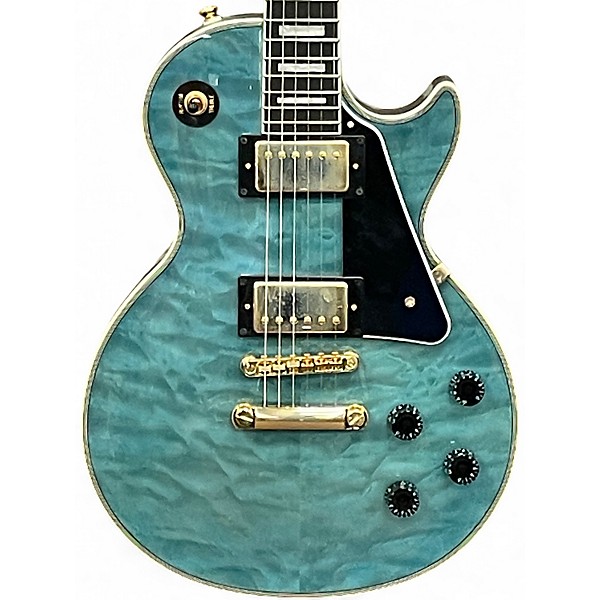 Used Epiphone Les Paul Custom Quilt Ocean Blue Solid Body Electric Guitar