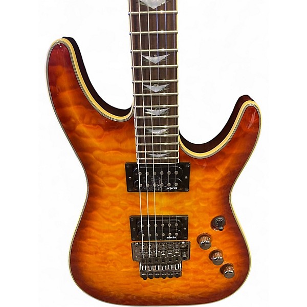 Used Schecter Guitar Research Omen Extreme 6 Floyd Rose Sunburst Solid Body Electric Guitar