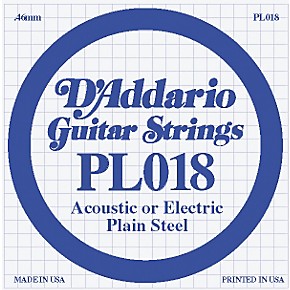 D'Addario 10-Pack Plain Steel Single Gauge Acoustic or Electric Guitar ...