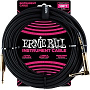 10' Straight to Angle Braided Instrument Cable Black/Black