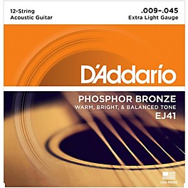 D'Addario EJ41 12-String Phosphor Bronze Extra Light Acoustic Guitar Strings